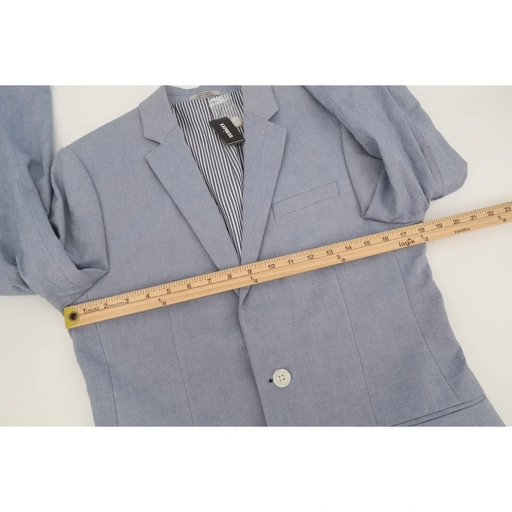 Express Blazer Mens 36R Blue Nailhead Photographer Fitted Suit Jacket NEW‎